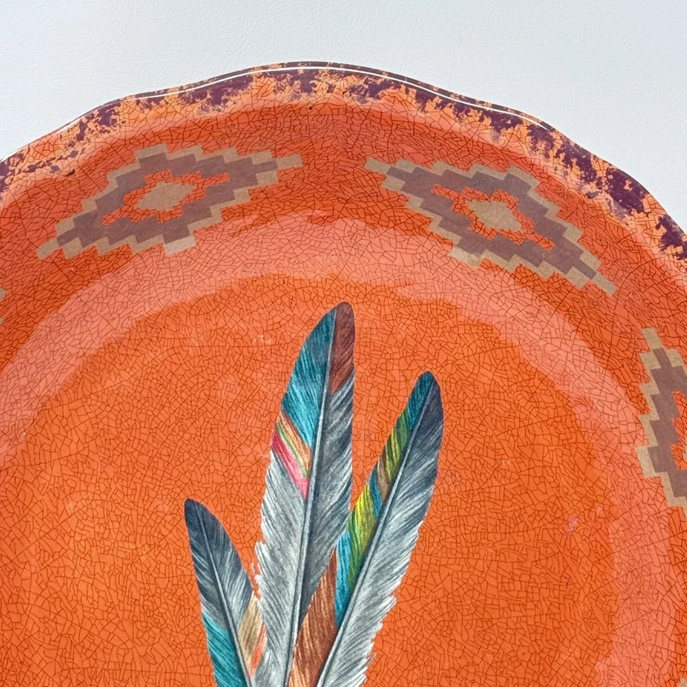 HiEnd Accents Southwest Native Feather Textured Melamine Ex Lg Bowl 14